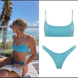 NWT Triangl Mica Baby Blue Sparkle bikini set- xs top / m bottom